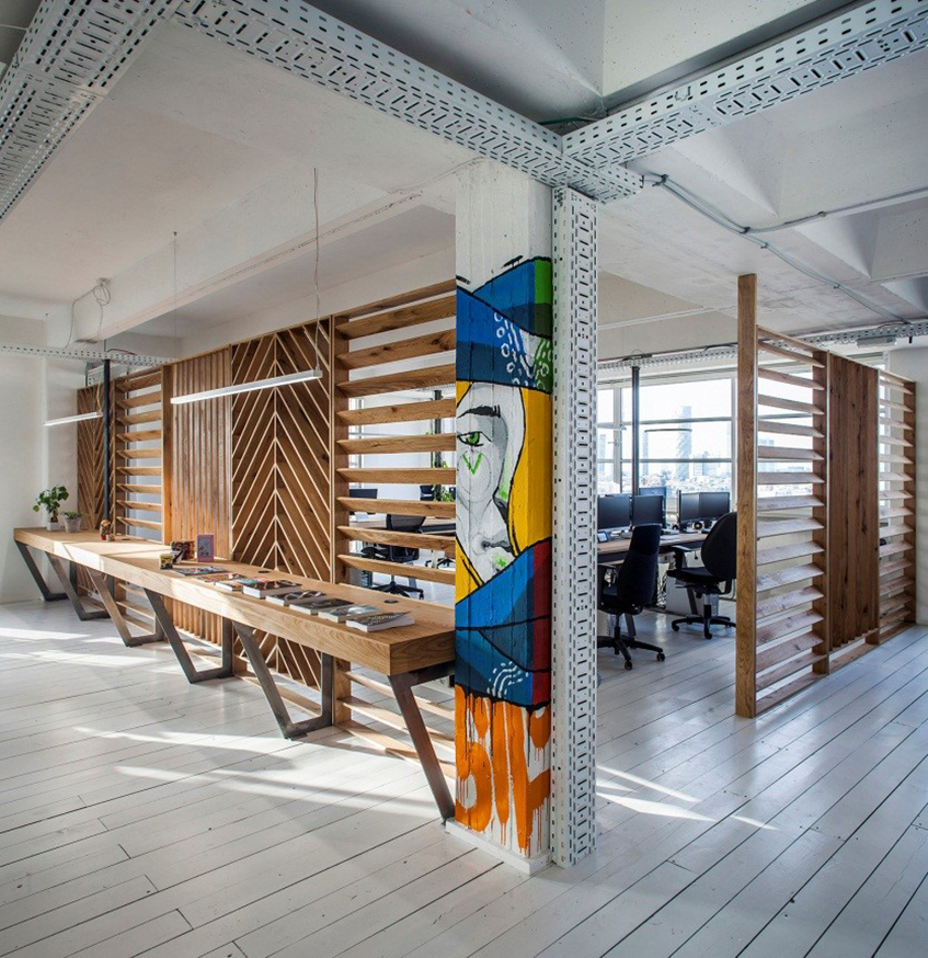 Inustrijski stil se može oplemeniti detaljima kao murali na zidu