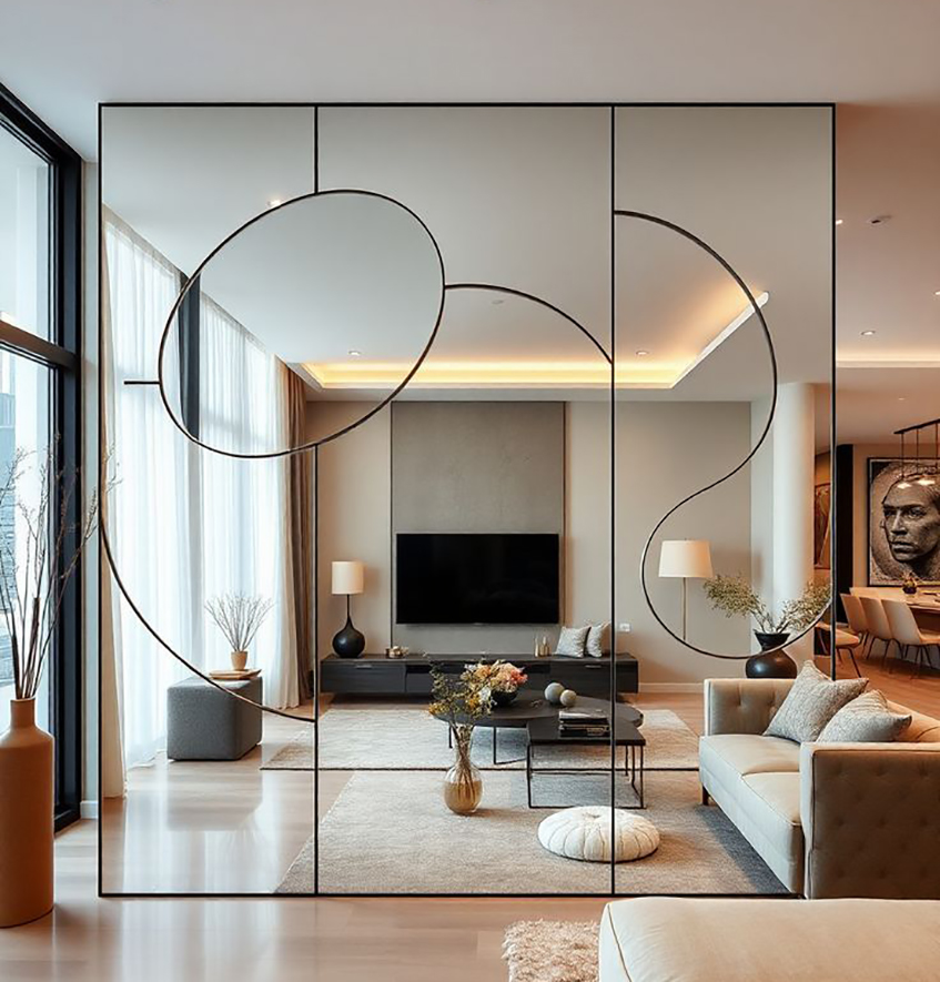 Ogledala u enterijeru proširuju prostor dajući mu dubinu