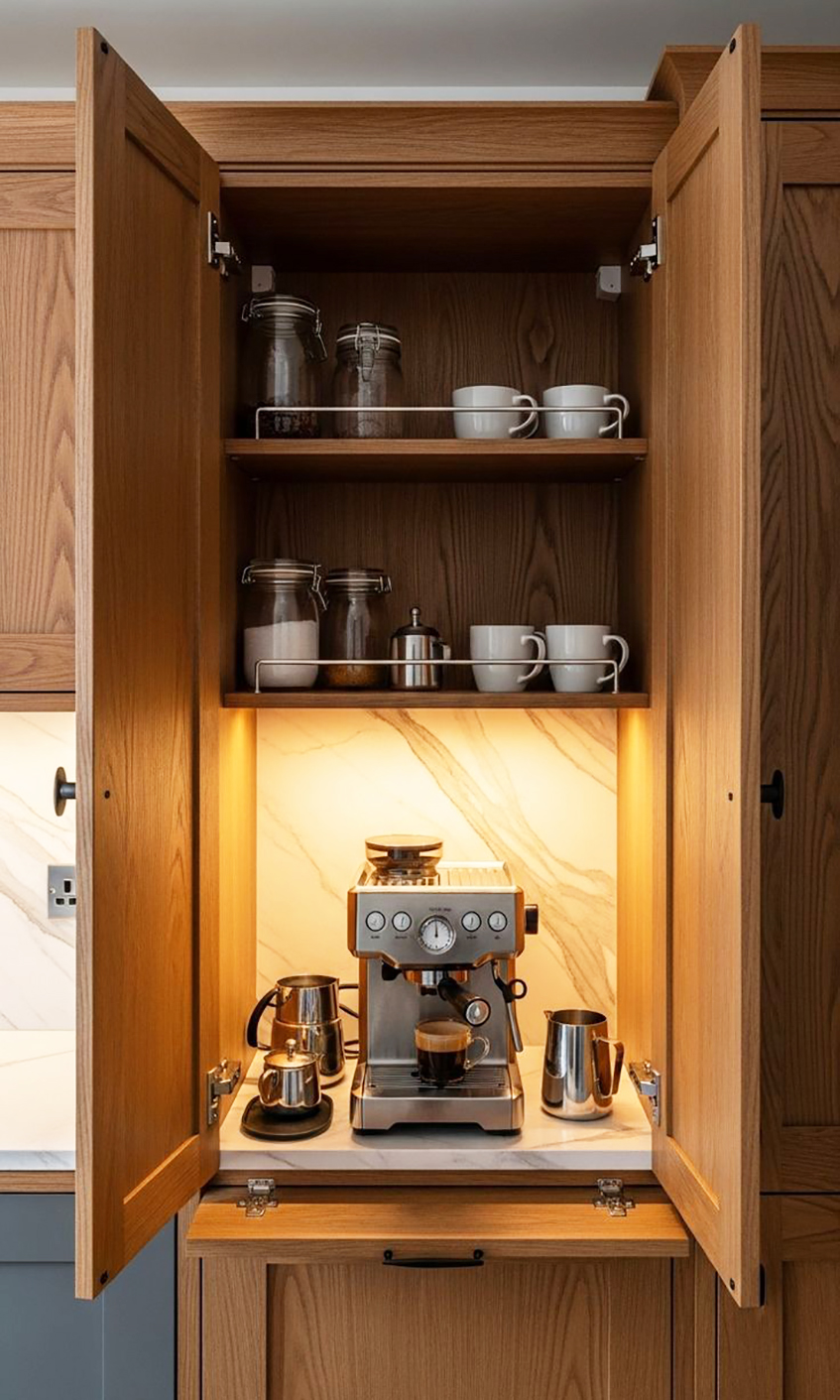 Element predviđen u kuhinji za kafe aparat