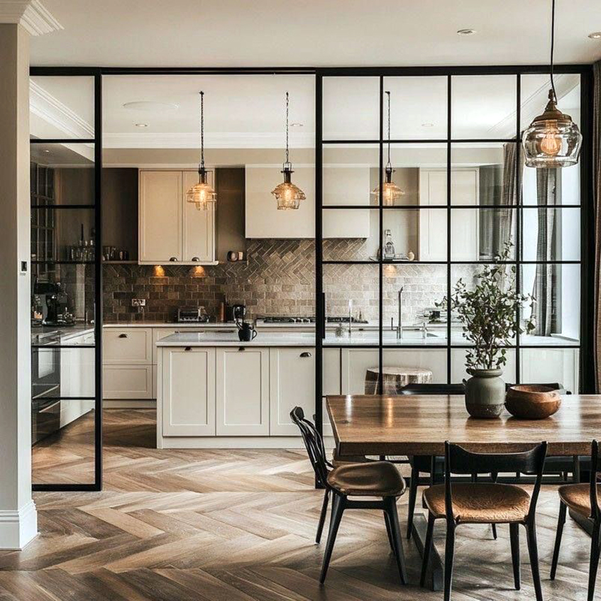 Staklene pregrade u industrijskom stilu enterijera