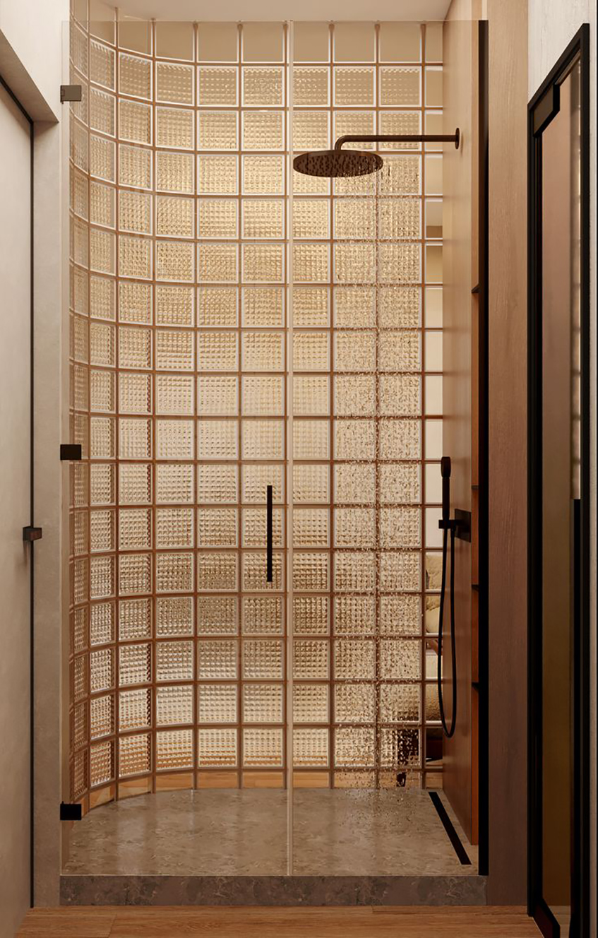 Enterijeri gde je potrebna velika otpornost na vodu i vlagu mogu se primeniti staklene prizme