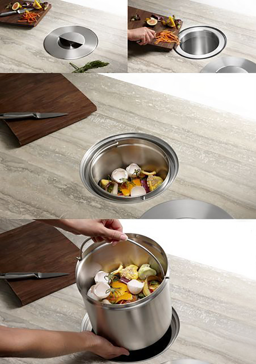 Otpadni sistemi integrisani u radnu plo;u kuhinje, dodatno olak[avaju i ubryavaju rad